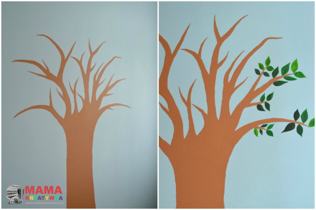 drzewo namalowane na ścianie